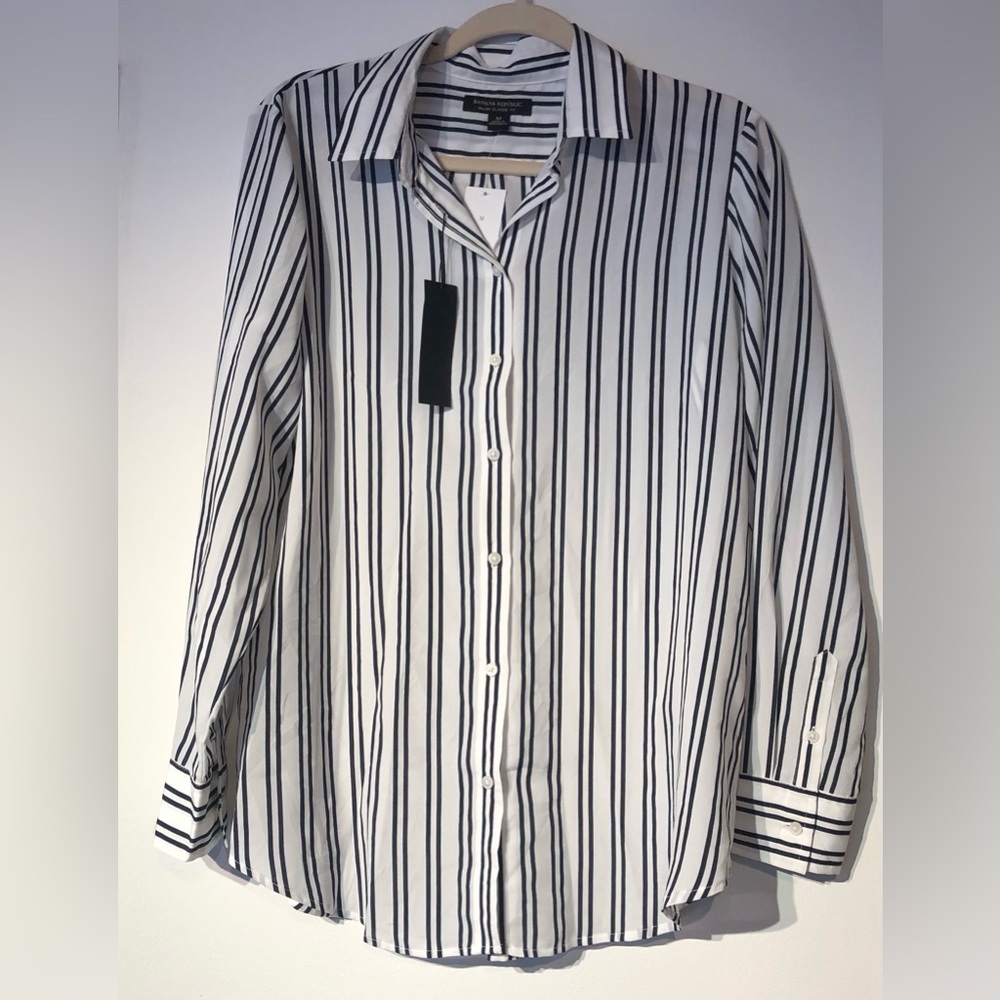 Dillon Classic Fit Striped Button Down Blouse